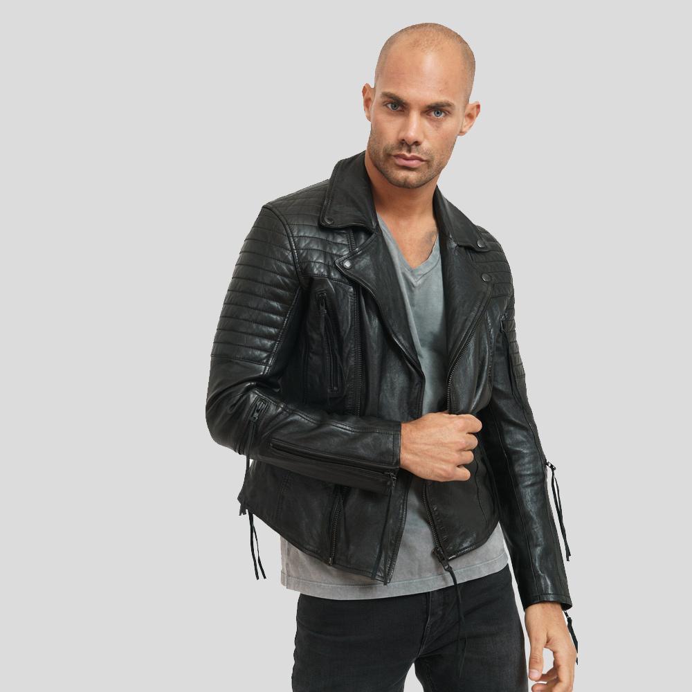 Dylan Black Motorcycle Leather Jacket - Leather Loom