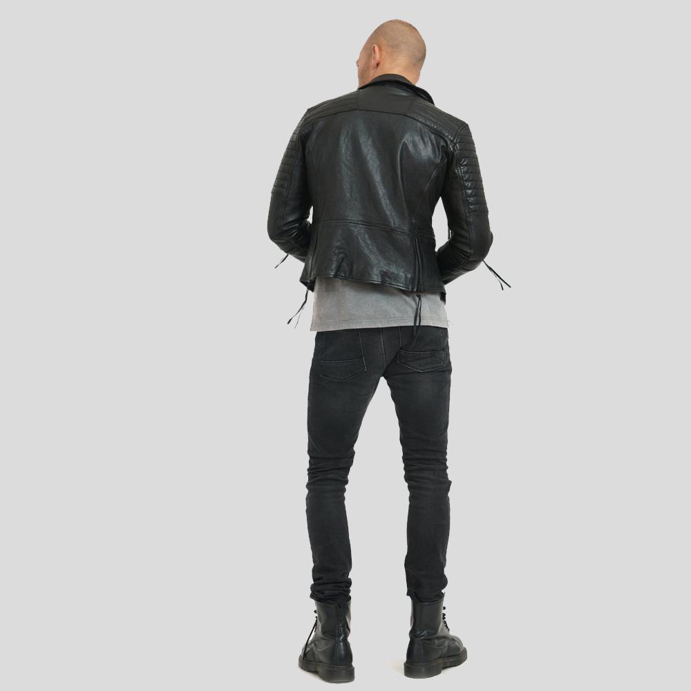 Dylan Black Motorcycle Leather Jacket - Leather Loom