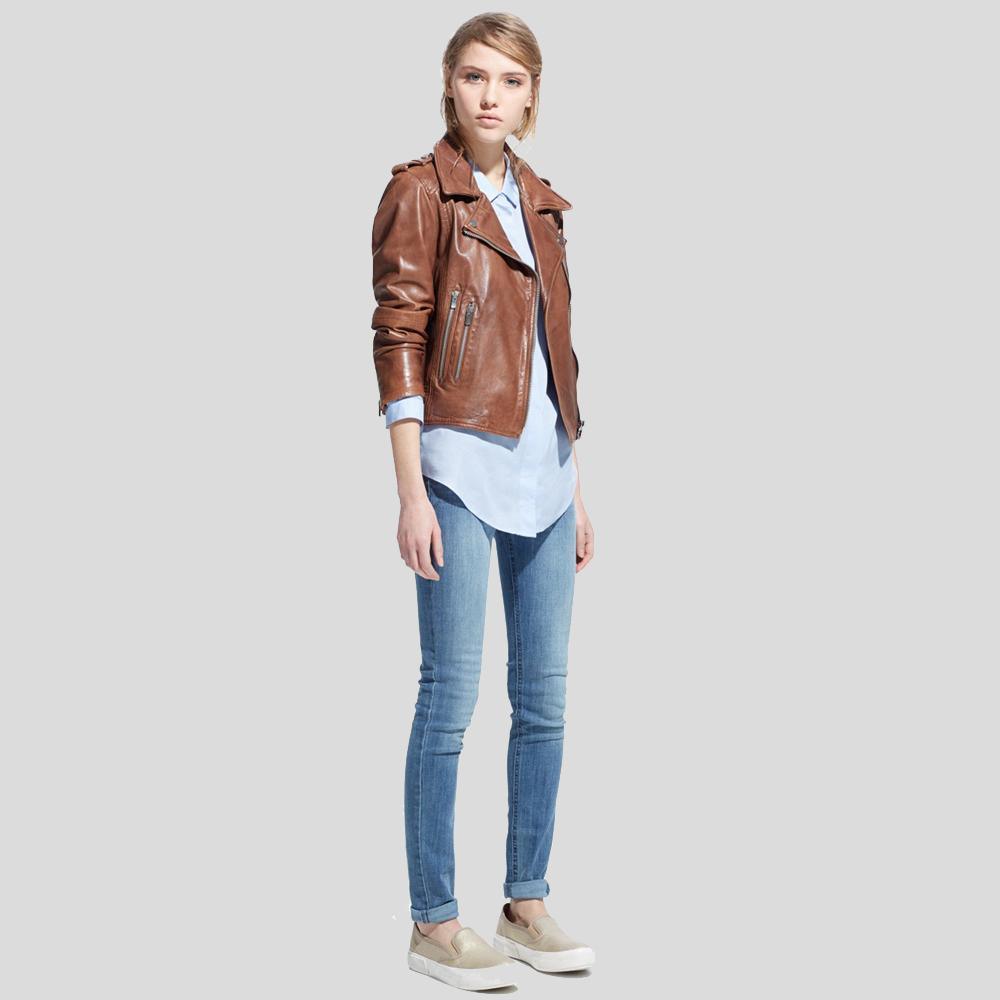 Emma Brown Motorcycle Leather Jacket - Leather Loom
