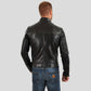 Evan Black Motorcycle Leather Jacket - Leather Loom