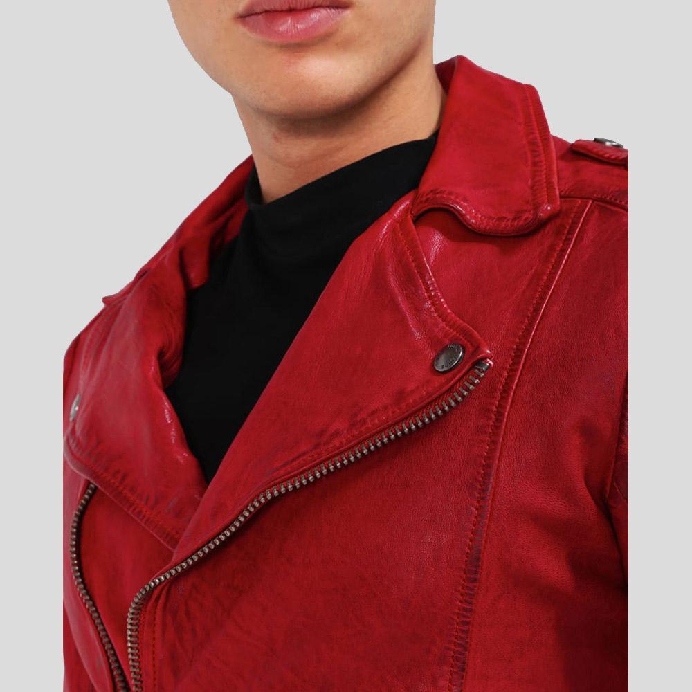Buel Red Motorcycle Leather Jacket - Leather Loom
