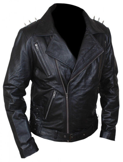 Ghost Rider Nicholas Cage Motorcycle Motorbike Biker Jacket With Metal Spikes - Leather Loom