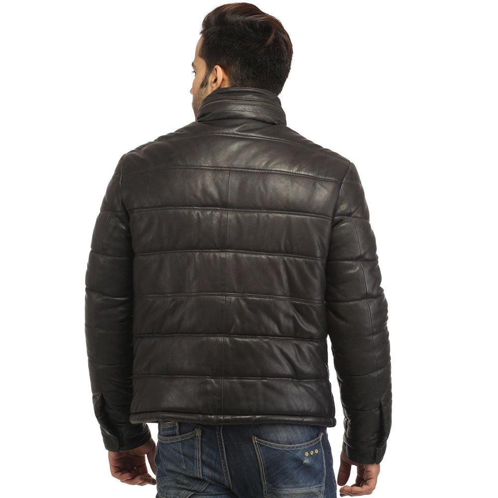 Men’s Real Soft Lamb Leather Puffer Jacket - Leather Loom