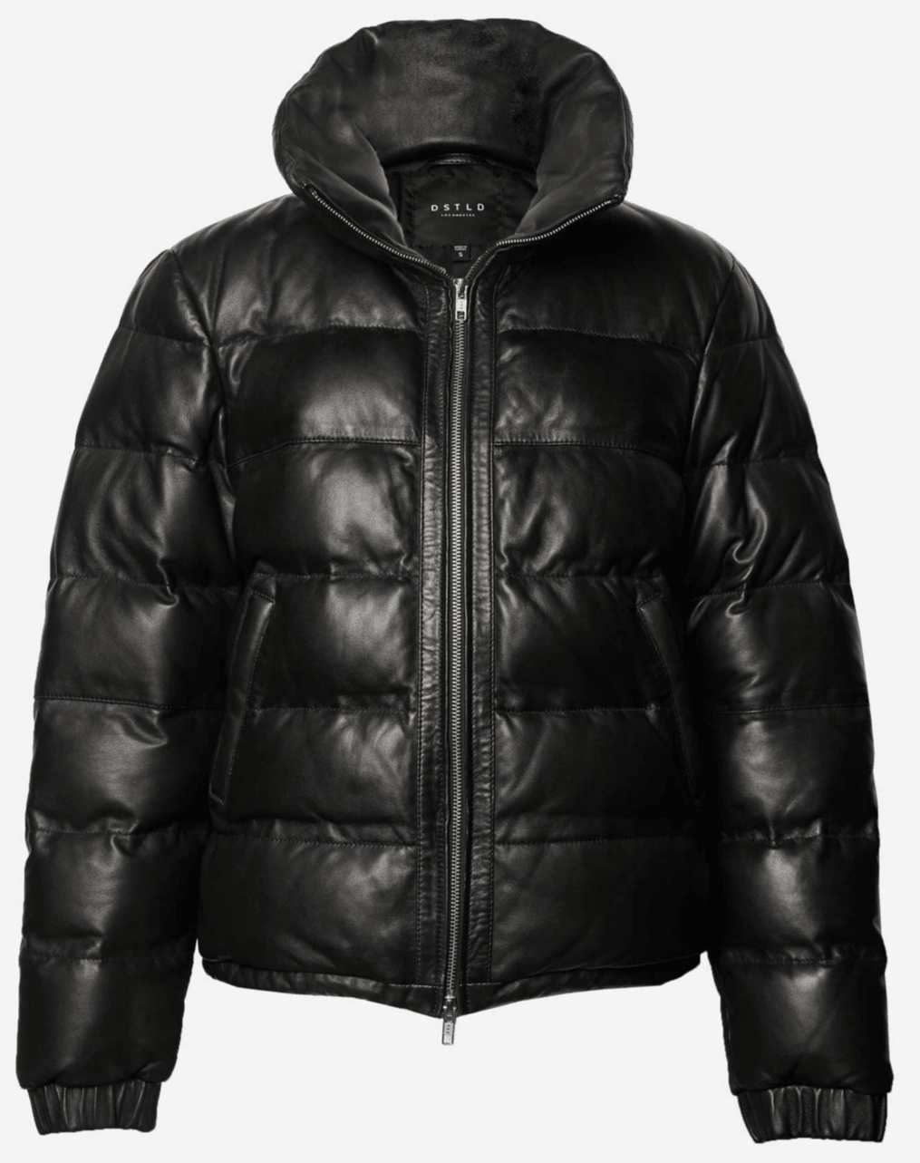 Womens Leather Puffer Jacket In Black - Leather Loom