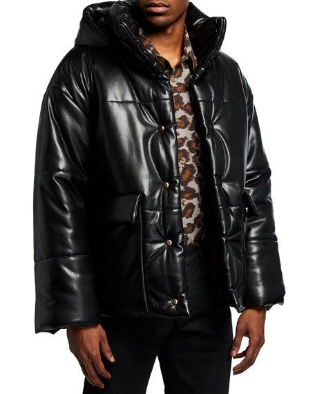 Men’s Hide Vegan-Genuine Leather Puffer Jacket - Leather Loom