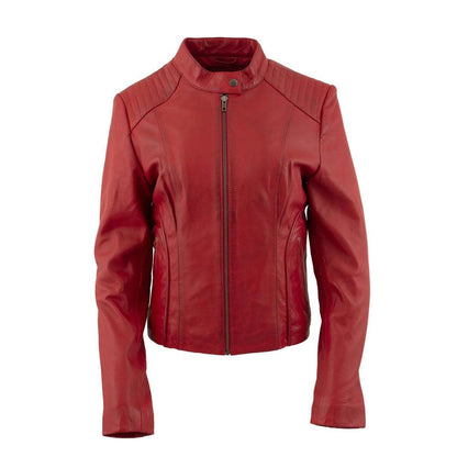 Women RAF B3 Sheepskin Red Biker Leather Jacket - Leather Loom