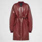 Women's Red Oversized Sheepskin Leather Bomber Jacket - Leather Loom