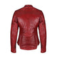 Women Red B3 Sheepskin Leather Biker Jacket - Leather Loom