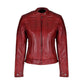 Women Red B3 Sheepskin Leather Biker Jacket - Leather Loom