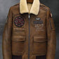 Mens B3 Flying Leather Coat Embroidered Bomber Jacket - Leather Loom