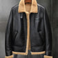 Mens Thick Winter Motorcycle Shearling Fur Leather Jacket Coat - Leather Loom
