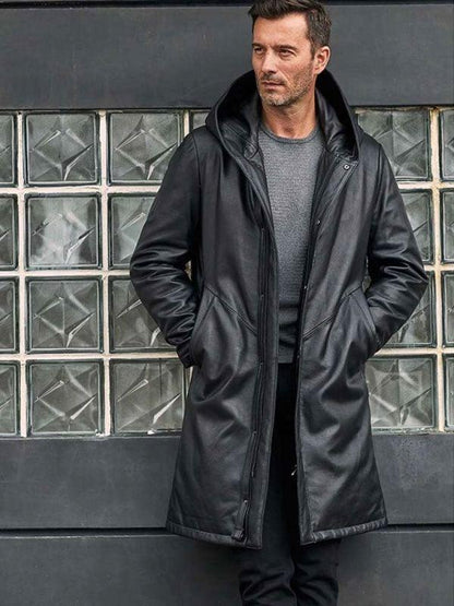 Overcoat Warm Down Jacket Black Leather Parkas Oversize Winter Outwear - Leather Loom