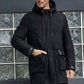 Outwear Winter Fur Coat Black Sheepskin Leather Overcoat - Leather Loom