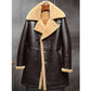 B3 Flight Sheepskin Aviator Long Mens Winter Coats Fur Bomber Leather Jacket - Leather Loom