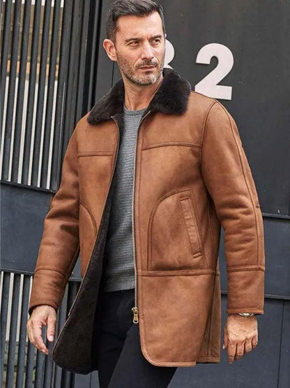 Winter Outwear Natural Sheepskin Leather Jacket Hooded Fur Overcoat - Leather Loom