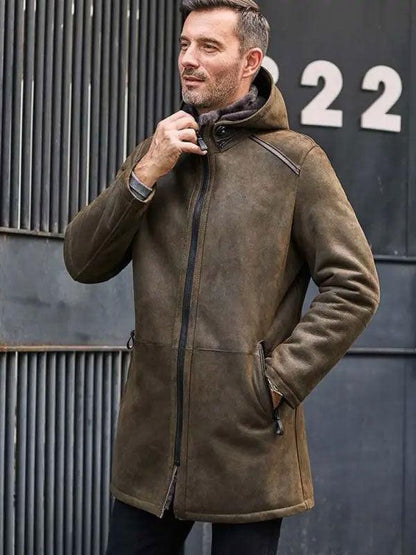 Jacket Long Trench Coat Removable Hooded Fur Outwear Warmest Winter Overcoat - Leather Loom