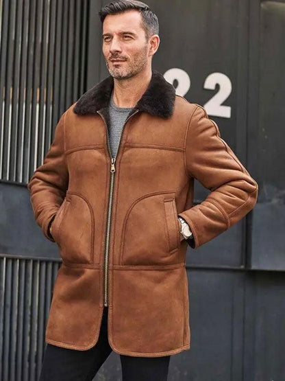 Winter Outwear Natural Sheepskin Leather Jacket Hooded Fur Overcoat - Leather Loom