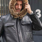 Mink Coat Long Winter Overcoat Black Leather Parkas Fur Outwear - Leather Loom