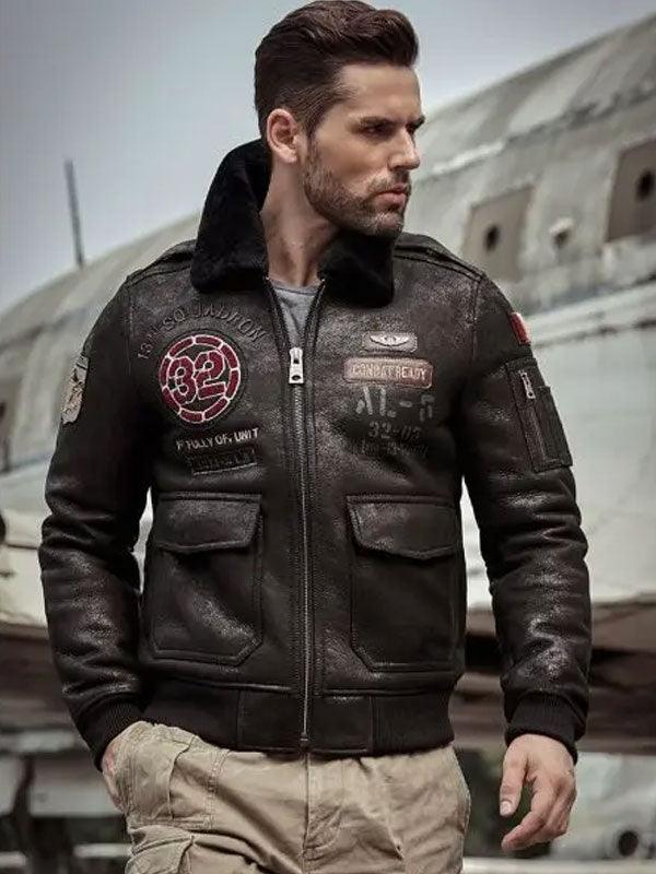 Mens Airforce Flight Coat Embroidered Jacket - Leather Loom