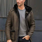 Mens Fur Coat Green Leather Overcoat Hooded Wool Parkas Warmest Winter Outwear - Leather Loom