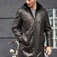 Shearling Fur Hooded Leather Trench Coat Outerwear - Leather Loom