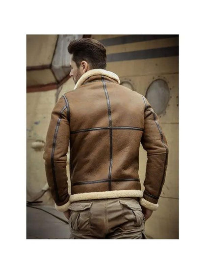 Men Sheepskin Shearling Motorcycle Leather Jacket - Leather Loom