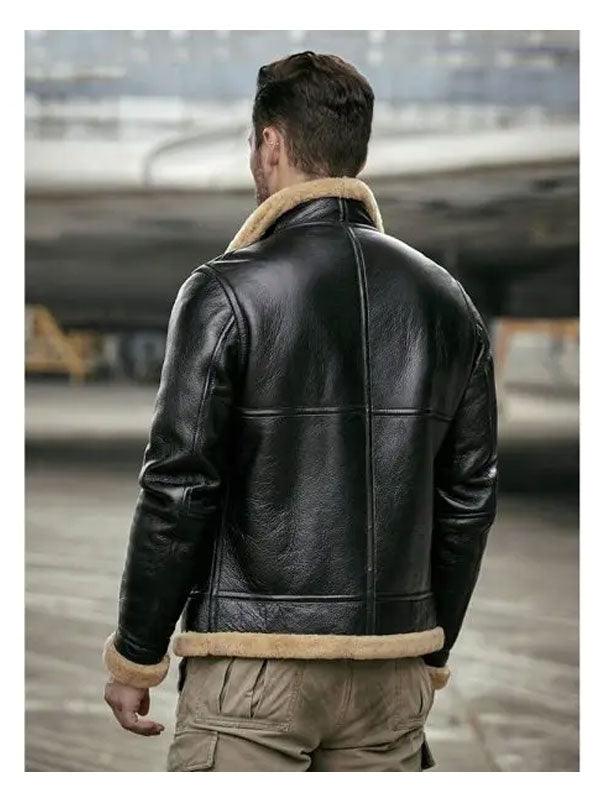 Mens Sheepskin Motorcycle Shearling Leather Bomber Jacket - Leather Loom