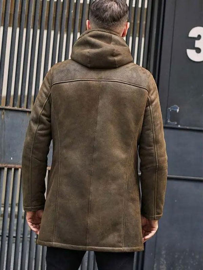 Jacket Long Trench Coat Removable Hooded Fur Outwear Warmest Winter Overcoat - Leather Loom