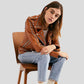 Avail Tan Studded Leather Jacket - Leather Loom