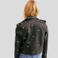Eva Black Studded Leather Jacket - Leather Loom