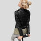 Isla Black Studded Leather Jacket - Leather Loom