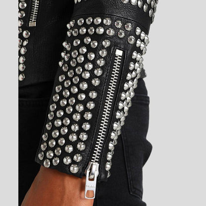 Jaxon Black Studded Leather Jacket - Leather Loom