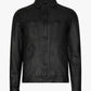 Men Solid Black Leather Jacket - Leather Loom