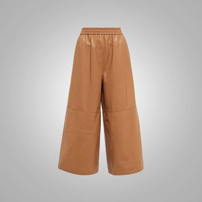 Women Soft Sheepskin Brown leather pants - Leather Loom