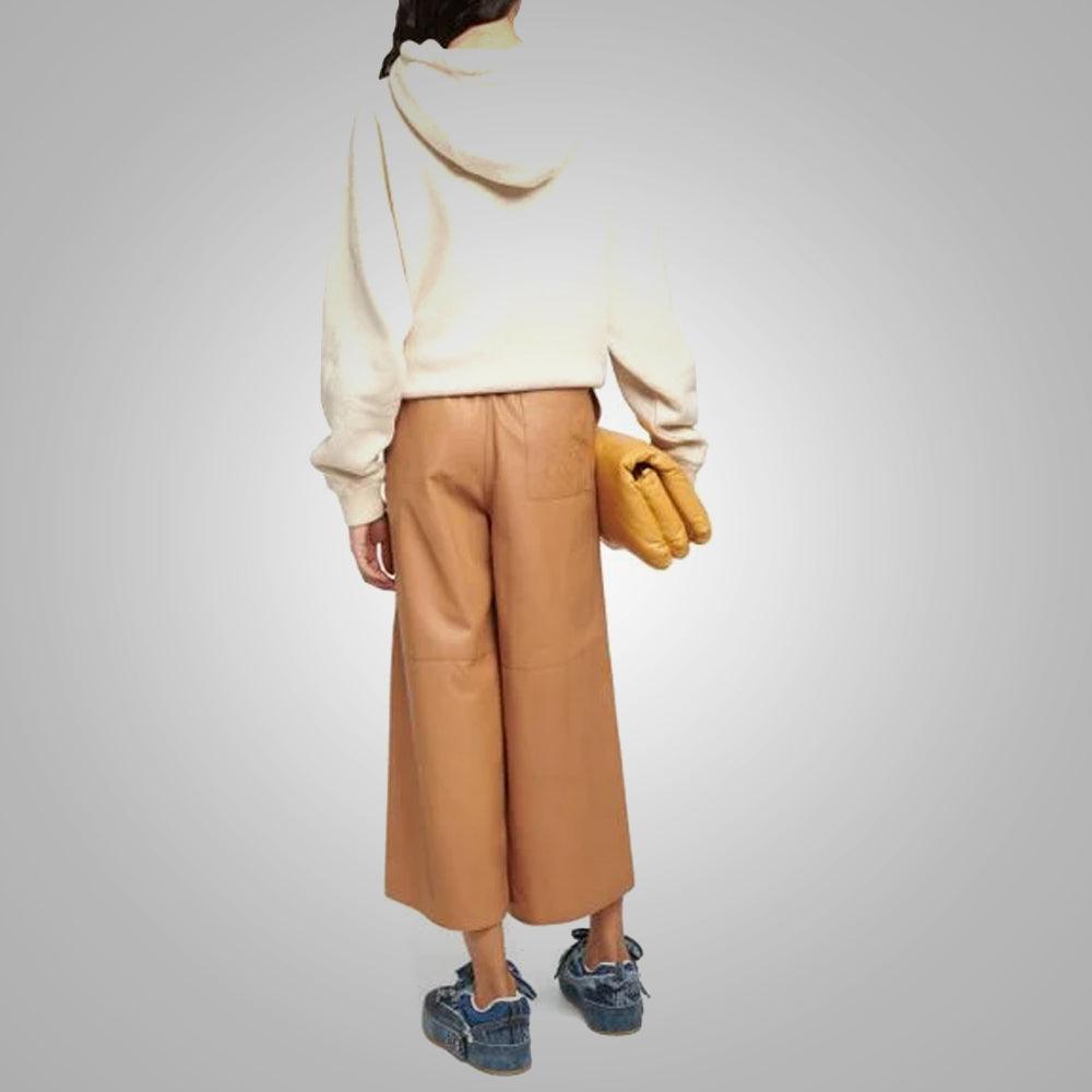 Women Soft Sheepskin Brown leather pants - Leather Loom