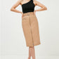 Women's Brown Quilted Leather Belted Midi Skirt With Zipper - Leather Loom