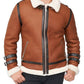 Shearling Sheepskin Moto Jacket Brown - Leather Loom