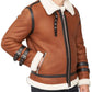 Shearling Sheepskin Moto Jacket Brown - Leather Loom