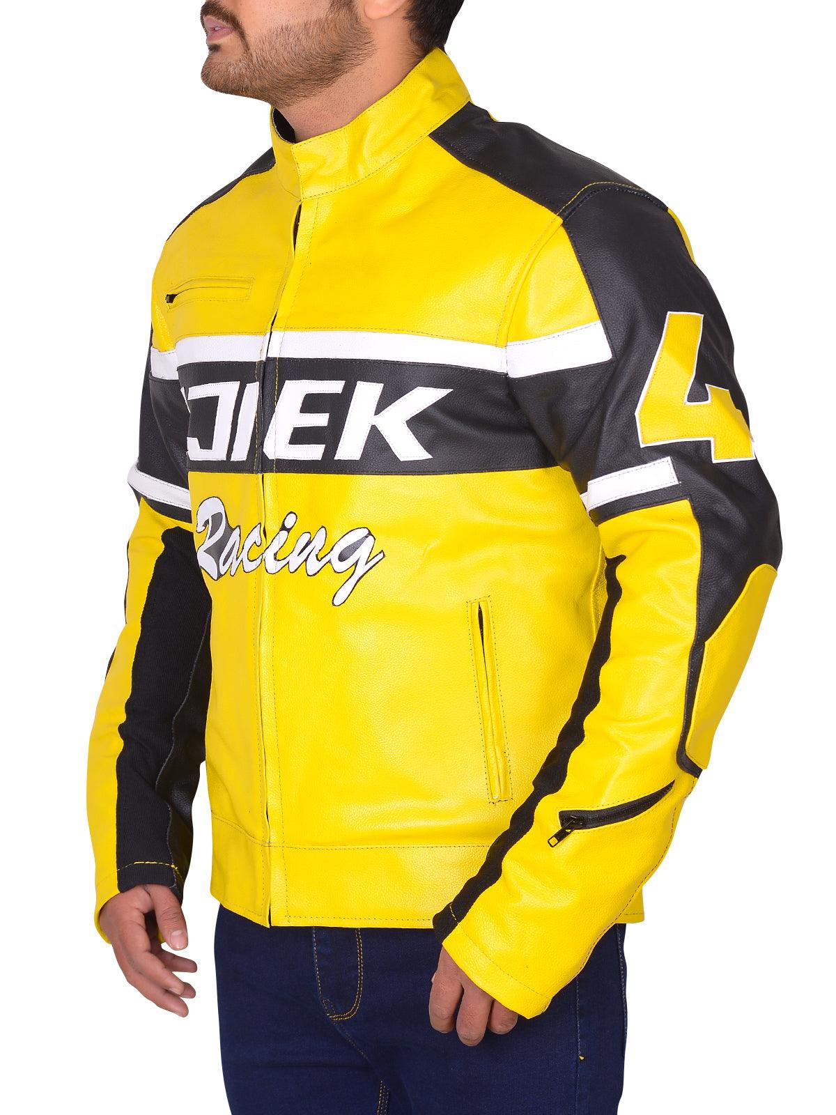 Black & Yellow Biker Leather Jacket - Leather Loom